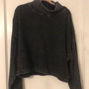 Distressed Grey High-Neck Top